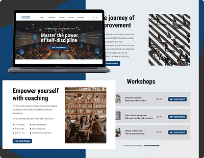 Coaching Page coach coaching colours design improvement mockup motivation people students studies tasks uxui uxui webdesign landingpage workshops