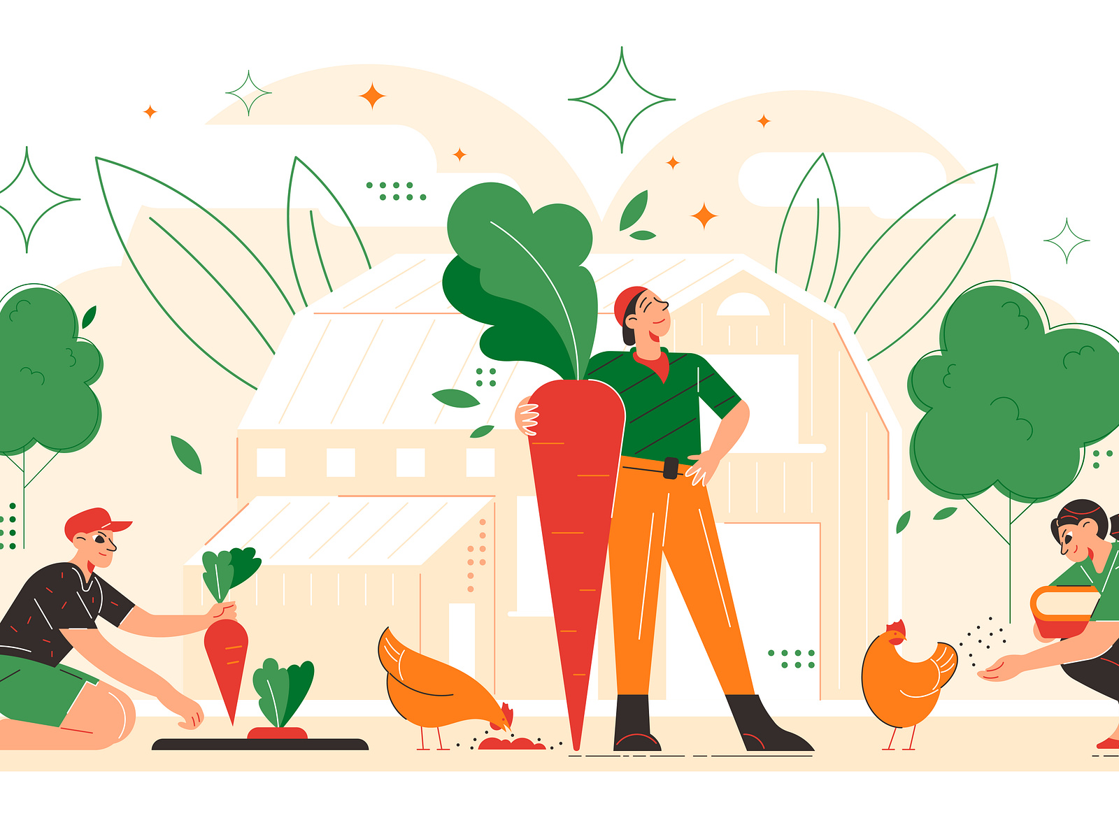 Farmer family composition by Macrovector on Dribbble