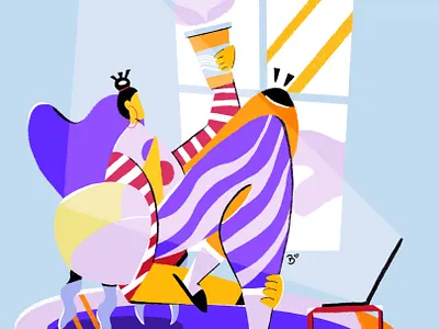 Me on mondays chair colorful digital art digital artwork girl girl sitting illustration procreate window