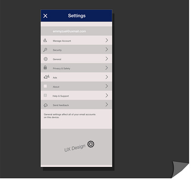 Setting page for a mobile email app 100daychallenge adobe illustrator daily007 dailyui design illustration mobile ui ui uxdesign