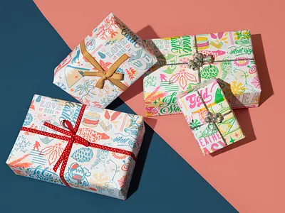 Custom Wrapping Paper christmas collage festive gift holiday overlay overprint pattern