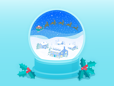 Santa Snowglobe art character illustration christmas christmas card holly illustration magic merrychristmas reindeer santa santa sleigh santaclaus snowglobe town vector