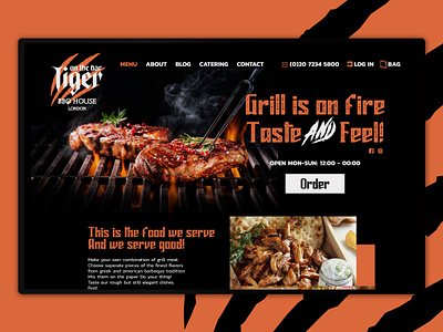 Tiger BBQ House bbq desktop logo restaurants ui web website design