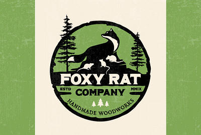 Logo for Foxy Rat Woodworks badge brand branding design digital art graphic design logo logo design logos vintage logo