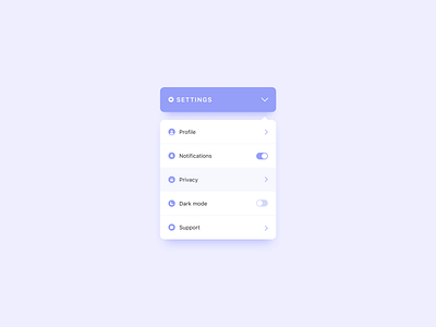 Daily UI #027 | Dropdown clean design daily ui 27 dailyui dailyui 027 dailyuichallenge dropdown dropdown menu lavander minimal purple settings ui violet