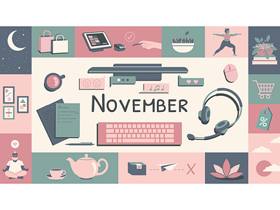 November Email Header branding design email event graphic illustration merchants vector wellness work workplace