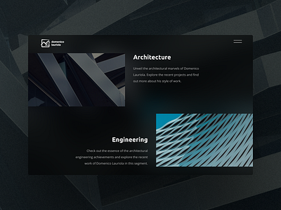 Domenico Lauriola Website Design architecture black dark dark colors dark ui design elegant interaction design responsive responsive design simple ui uiux user experience design user interface design ux webdesign website website design