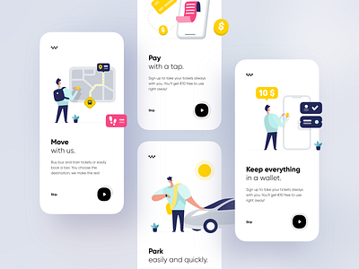 Multi-mobility app 🚕 app bus car concept coupon creative credit design dribbble illustration map money move onboarding park pay shot taxi transport ui