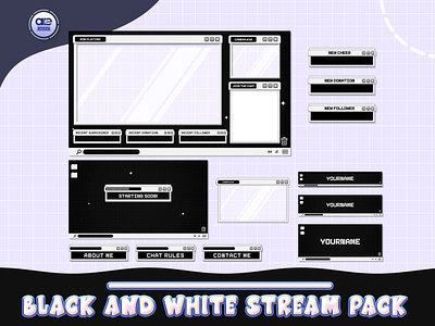 Animated Stream Package Overlay Black and White animated stream package animated stream screens animated twitch overlay black twitch layout design graphic design green twitch overlay overlay pre made premade stream overlay purple stream pack starting soon starting soon screen stream overlay stream overlays stream package twitch package