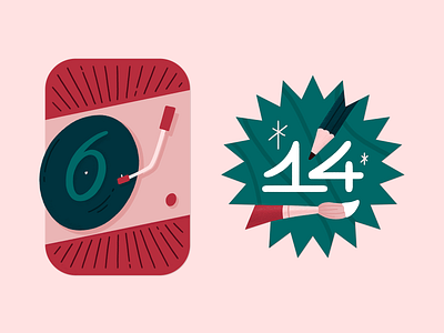 Advent Calendar - Day 6 & 14 advent calendar badge music painting record player