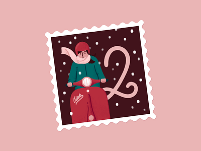 Advent Calendar - Day 2 advent calendar illustration scooter snow vespa winter