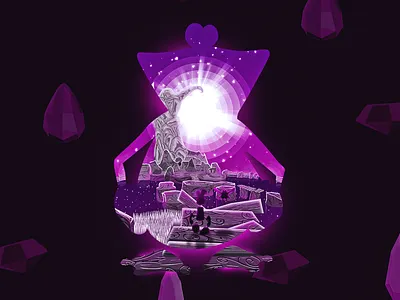 Rayman poster design gaming gems globox illustration illustration art landscape pink purple rayman silhouette