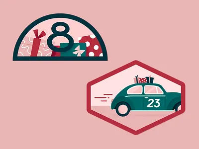 Advent Calendar - Day 8 & 23 advent calendar badge christmas gifts illustration sticker vintage car