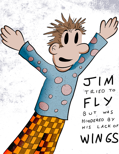 Jim Tried To Fly v2 cartoon characters illustration vector