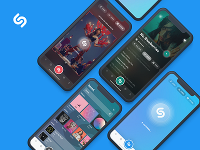 Uplabs Redesign Challenge — Music app audio blue flat ios iphone listen mesh minimal mobile music music app music art redesign shazam stream ui uplabs