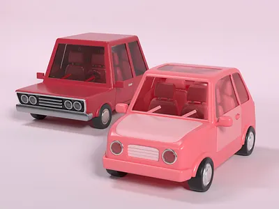 Cars 3d 3d illustration 3d rendering c4d car character design cinema 4d illustration pink red toy