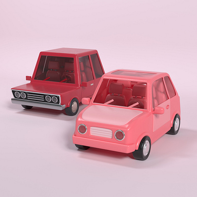 Cars 3d 3d illustration 3d rendering c4d car character design cinema 4d illustration pink red toy