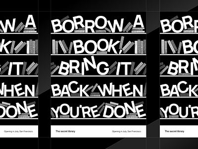 Library poster black and white books contrast graphic design grayscale illustration library monochrome poster poster design type typography vector