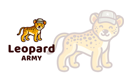 Leopard Army Kids Cute Logo Template animal