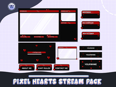 Stream Package Animated Black and Red, Valentines Stream Overlay animated stream package animated stream screens animated twitch overlay black twitch layout branding design graphic design green twitch overlay illustration logo logo design overlay pre made premade stream overlay purple stream pack stream overlay stream overlays stream package twitch package vtuber overlay