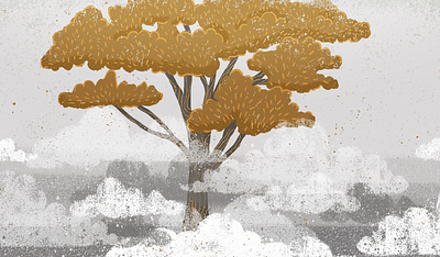Through the Fog design illustration tree