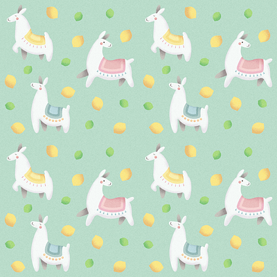Llamas and Lemons and Limes animal art illustration pattern
