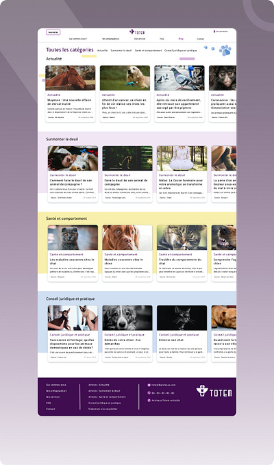 Blog - category animal article blog deuil pet purple ux design webdesign