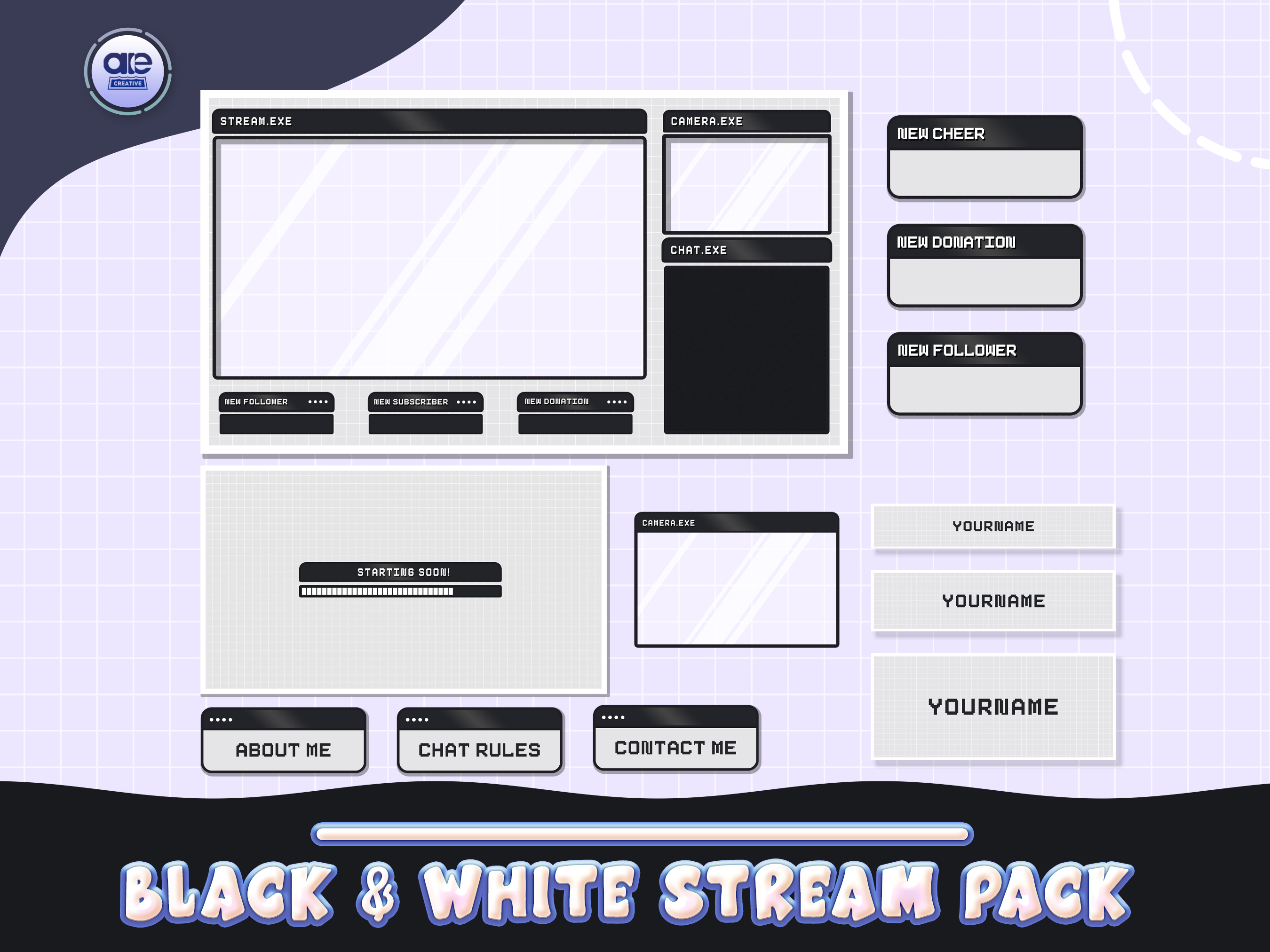 Black And White Twitch Overlay Package By Aecreativedesigns On Dribbble