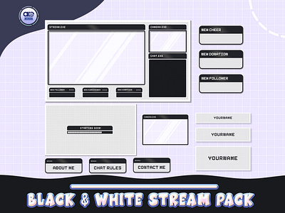 Black and White Twitch Overlay Package animated stream package animated stream screens animated twitch overlay black twitch layout green twitch overlay overlay purple stream pack stream overlay stream overlays stream package twitch package witch layout black