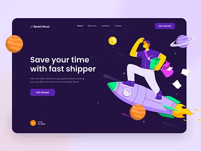 Rocket Parcel 🚀 character character design delivery delivery app flat illustration header header design header exploration header illustration illustration illustration art illustration design illustration digital illustrations illustrator rocket ui vector vector illustration website