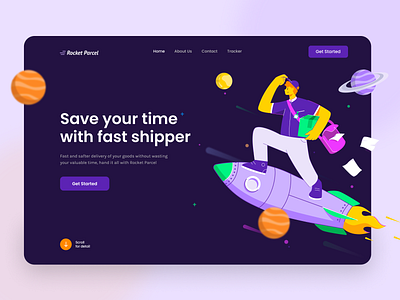 Rocket Parcel 🚀 character character design delivery delivery app flat illustration header header design header exploration header illustration illustration illustration art illustration design illustration digital illustrations illustrator rocket ui vector vector illustration website