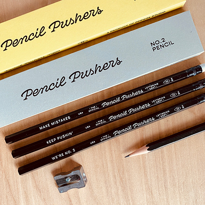 Pencil Pushers Ethos Box Set box set branding custom ethos keep pushin lead no2 pencil pushers lettering dept pencil set pencils