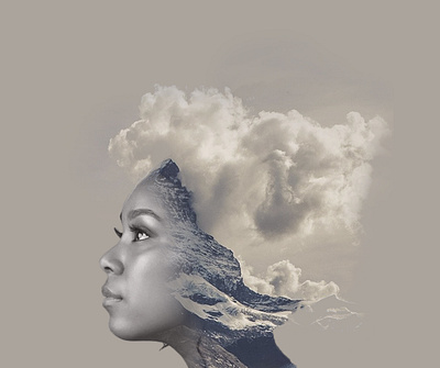 Head in the clouds design digital art double exposure exposure layers photoshop