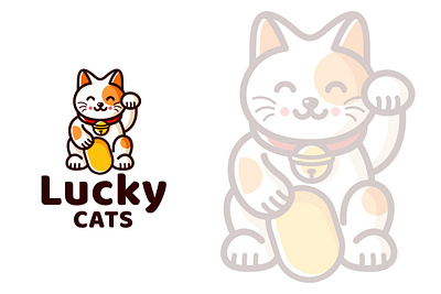 Lucky Cats Cute Kids Logo Template animal