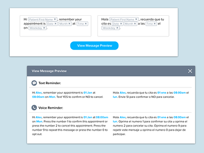 Previewing a Message with Tags modal modal window preview product design ui ui design usability ux ux design