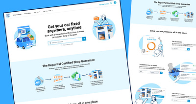 New homepage 3d spot illustration car mechanic character design home landing page design iconography repair shop tools website mockup ui