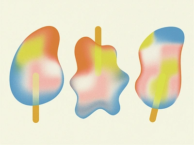 Riso Popsicles, Melted Edition cmyk flat food gradient heat ice cream ice lolly illustration melt melted popsicle popsicles print design riso risograph summer