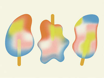 Riso Popsicles, Melted Edition cmyk flat food gradient heat ice cream ice lolly illustration melt melted popsicle popsicles print design riso risograph summer
