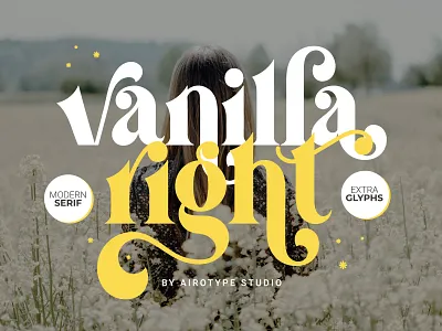 Vanilla Right - Modern Serif Font bold font bold serif display font font font with alternate fonts girly font lettering ligature magazine font modern font modern serif retro font retro serif serif font swirly font typography vintage font vintage serif font wedding font