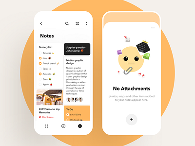 Capture your ideas. Notes organizer app. 2021 attachments creative dashboard ui emoji graphics idea illustraion interface ios design minimal mobile mobile app notes organizer product design sticky notes to do app ui ux