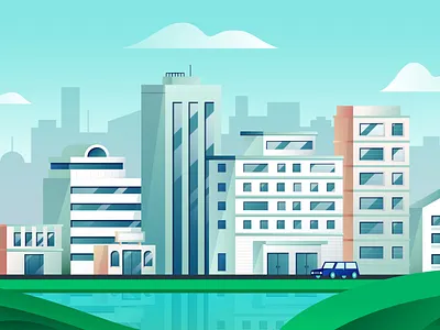 City city cityscape design flat frame illustration vector video marketing