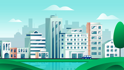 City city cityscape design flat frame illustration vector video marketing