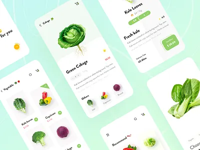 Grocery Apps - Ecommerce app branding cabbage delivery delivery service design grocery app minimal type ui ux