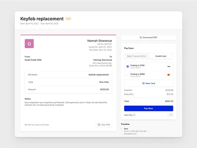 Pay Bill app bank transfer bill clean credit card dashboard pay pdf timeline ui ux visa web