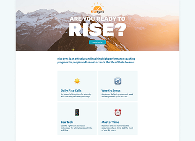 Rise Sync Landing Page coach coaches coaching figma landing page personal development personal growth rise sync sun sunlight sunrise web web design webdesign webflow website