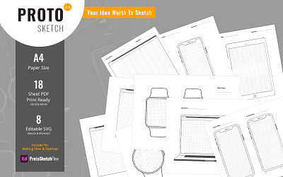 ProtoSketch - Printable Prototype Wireframe Design adobe xd bootstrap 4 design mockups ui ux web web design web design and development website