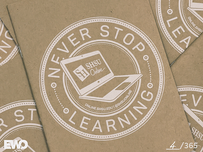 Never Stop Learning brand design collegiate core values education jakprints marketing design media design notebook promotional design stickermule stickers