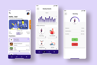 Fitness App app design minimal ui ux