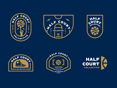 Half Court backboard badges basketball branding collective half court identity illustration lightning logo packaging print shoe typography