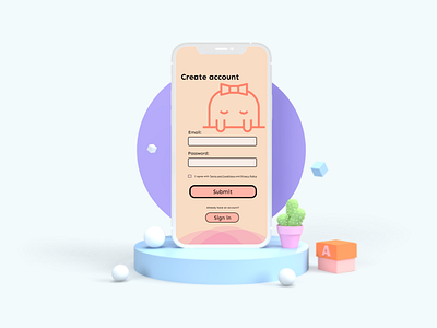 DailyUI 001 - Sign Up Page app cute cute app dailyui 001 dailyuichallenge sign up signup ui ux